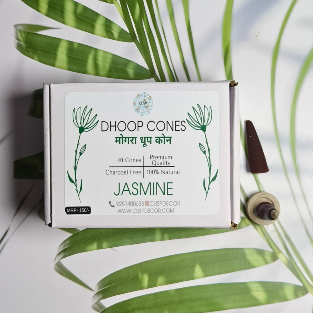 Mogra Jasmine Dhoop Cones Incense  (40 cones) | Free Dhoop Stand