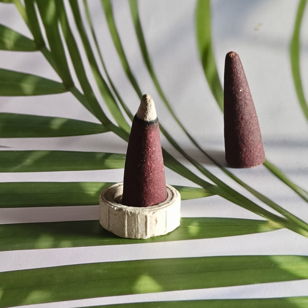 Pure Rose Dhoop Cones Incense (40 cones) | Free Dhoop Stand