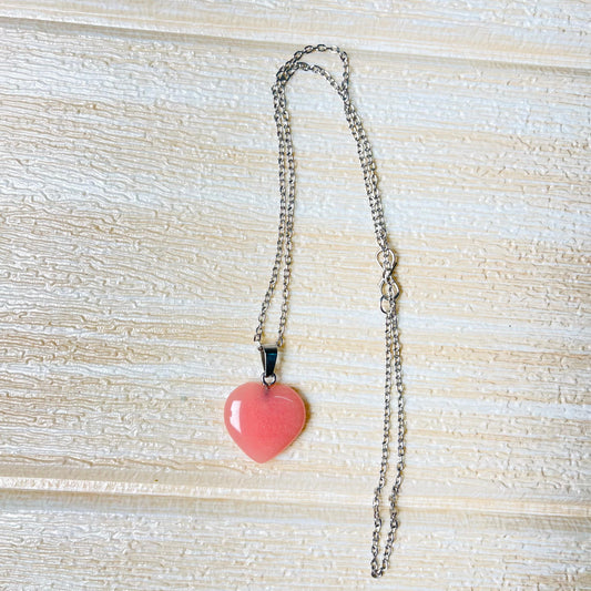Pink Heart Necklace: Glows in Dark | Handmade Jewellery